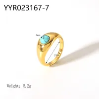 Wholesale Jewelry IG Style Retro Geometric 304 Stainless Steel Natural Stone Rhinestones Zircon 18K Gold Plated Polishing Plating Inlay Rings sku image 11