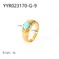 Wholesale Jewelry IG Style Retro Geometric 304 Stainless Steel Natural Stone Rhinestones Zircon 18K Gold Plated Polishing Plating Inlay Rings sku image 17