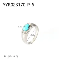 Wholesale Jewelry IG Style Retro Geometric 304 Stainless Steel Natural Stone Rhinestones Zircon 18K Gold Plated Polishing Plating Inlay Rings sku image 18
