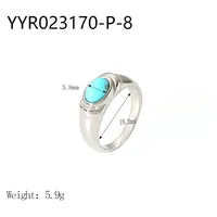 Wholesale Jewelry IG Style Retro Geometric 304 Stainless Steel Natural Stone Rhinestones Zircon 18K Gold Plated Polishing Plating Inlay Rings sku image 20
