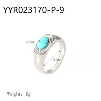 Wholesale Jewelry IG Style Retro Geometric 304 Stainless Steel Natural Stone Rhinestones Zircon 18K Gold Plated Polishing Plating Inlay Rings sku image 21