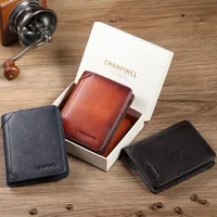 Men's Solid Color Leather Zipper Small Wallets main image video
