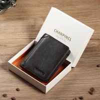 Men's Solid Color Leather Zipper Small Wallets main image 3