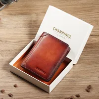Men's Solid Color Leather Zipper Small Wallets sku image 1
