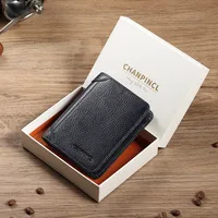 Men's Solid Color Leather Zipper Small Wallets main image 5