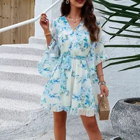 Women's Regular Dress Elegant V Neck Half Sleeve Printing Above Knee Daily main image 5