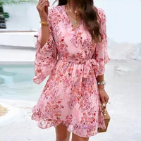 Women's Regular Dress Elegant V Neck Half Sleeve Printing Above Knee Daily main image 3