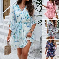 Women's Regular Dress Elegant V Neck Half Sleeve Printing Above Knee Daily main image 1