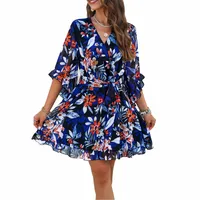 Women's Regular Dress Elegant V Neck Half Sleeve Printing Above Knee Daily main image 4