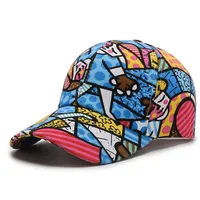Unisex Basic Flower Printing Flat Eaves Baseball Cap sku image 2