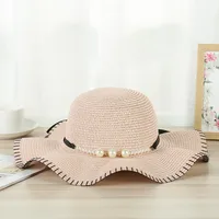 Women's Simple Style Solid Color Ruffles Straw Hat main image 5