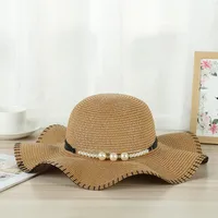 Women's Simple Style Solid Color Ruffles Straw Hat main image 1