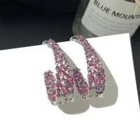 Korean New Loop Earrings Full Diamond Fashion Super Flash Silver Needle Earrings Wholesale Nihaowholesale sku image 5