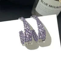 Korean New Loop Earrings Full Diamond Fashion Super Flash Silver Needle Earrings Wholesale Nihaowholesale sku image 6