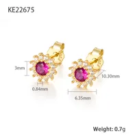 1 Pair Simple Style Sunflower Plating Inlay Sterling Silver Zircon 18k Gold Plated Ear Studs sku image 1