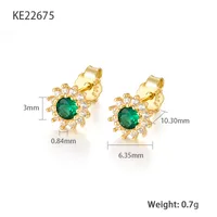 1 Pair Simple Style Sunflower Plating Inlay Sterling Silver Zircon 18k Gold Plated Ear Studs sku image 2