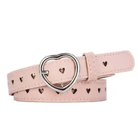 Creative  Peach Heart Buckle Belt Ladies Fashion Love Hole Hollow Simple Decoration Jeans Belt sku image 6