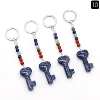 Simple Style Heart Shape Key Natural Stone Crystal Beaded Bag Pendant Keychain sku image 16