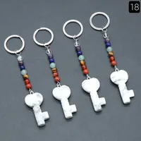 Simple Style Heart Shape Key Natural Stone Crystal Beaded Bag Pendant Keychain sku image 4