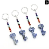 Simple Style Heart Shape Key Natural Stone Crystal Beaded Bag Pendant Keychain sku image 12