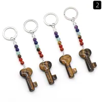 Simple Style Heart Shape Key Natural Stone Crystal Beaded Bag Pendant Keychain sku image 9