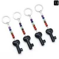 Simple Style Heart Shape Key Natural Stone Crystal Beaded Bag Pendant Keychain sku image 18