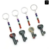 Simple Style Heart Shape Key Natural Stone Crystal Beaded Bag Pendant Keychain sku image 13