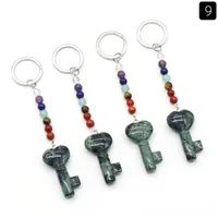 Simple Style Heart Shape Key Natural Stone Crystal Beaded Bag Pendant Keychain sku image 15