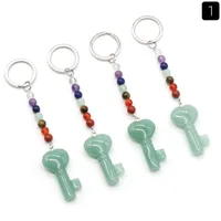 Simple Style Heart Shape Key Natural Stone Crystal Beaded Bag Pendant Keychain sku image 8