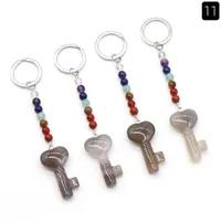 Simple Style Heart Shape Key Natural Stone Crystal Beaded Bag Pendant Keychain sku image 2