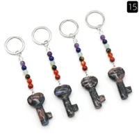 Simple Style Heart Shape Key Natural Stone Crystal Beaded Bag Pendant Keychain sku image 19
