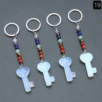 Simple Style Heart Shape Key Natural Stone Crystal Beaded Bag Pendant Keychain sku image 22