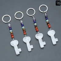 Simple Style Heart Shape Key Natural Stone Crystal Beaded Bag Pendant Keychain sku image 20