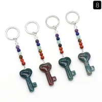 Simple Style Heart Shape Key Natural Stone Crystal Beaded Bag Pendant Keychain sku image 14