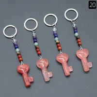 Simple Style Heart Shape Key Natural Stone Crystal Beaded Bag Pendant Keychain sku image 5