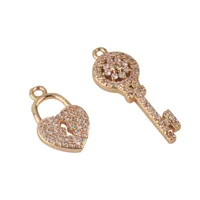 1 Piece Simple Style Star Key Lock Copper Inlay Pendant Jewelry Accessories main image 2