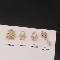1 Piece Simple Style Star Key Lock Copper Inlay Pendant Jewelry Accessories main image 5