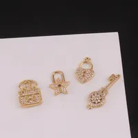 1 Piece Simple Style Star Key Lock Copper Inlay Pendant Jewelry Accessories main image 3