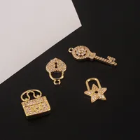 1 Piece Simple Style Star Key Lock Copper Inlay Pendant Jewelry Accessories main image 4