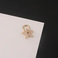 1 Piece Simple Style Star Key Lock Copper Inlay Pendant Jewelry Accessories sku image 2