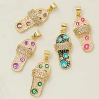 5 Pieces Simple Style Devil's Eye Slippers Copper Enamel Plating Inlay Pendant Jewelry Accessories main image 2
