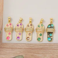 5 Pieces Simple Style Devil's Eye Slippers Copper Enamel Plating Inlay Pendant Jewelry Accessories main image 3