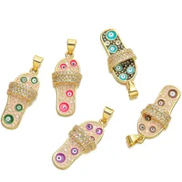 5 Pieces Simple Style Devil's Eye Slippers Copper Enamel Plating Inlay Pendant Jewelry Accessories main image 4