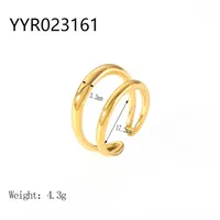 Wholesale Jewelry IG Style Retro Geometric 304 Stainless Steel Natural Stone Rhinestones Zircon 18K Gold Plated Polishing Plating Inlay Rings main image 7