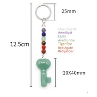 Simple Style Heart Shape Key Natural Stone Crystal Beaded Bag Pendant Keychain main image 4