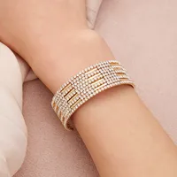 Elegant Shiny Geometric Artificial Pearls Rhinestones Metal Wholesale Bangle main image 1