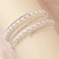 Elegant Shiny Geometric Artificial Pearls Rhinestones Metal Wholesale Bangle main image 4