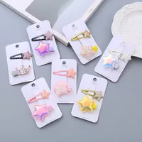 Girl's Simple Style Star Solid Color Alloy Stoving Varnish Hair Clip main image 4