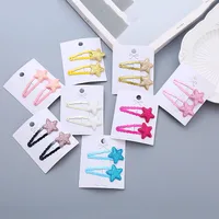 Girl's Simple Style Star Solid Color Alloy Stoving Varnish Hair Clip main image 3