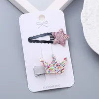 Girl's Simple Style Star Solid Color Alloy Stoving Varnish Hair Clip sku image 8